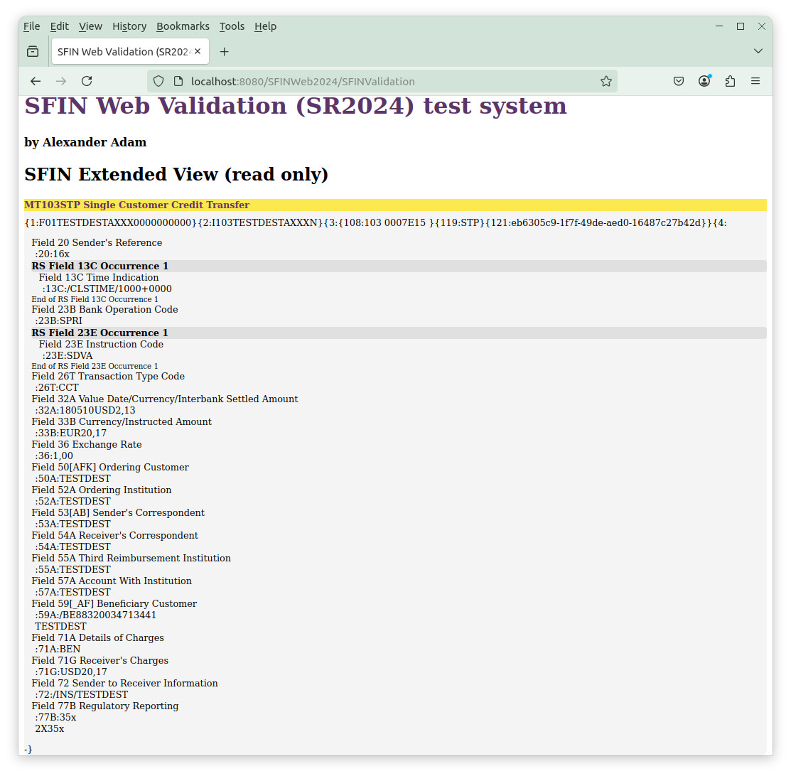 Image for SFINWeb2024 ExtendedView MT103STP