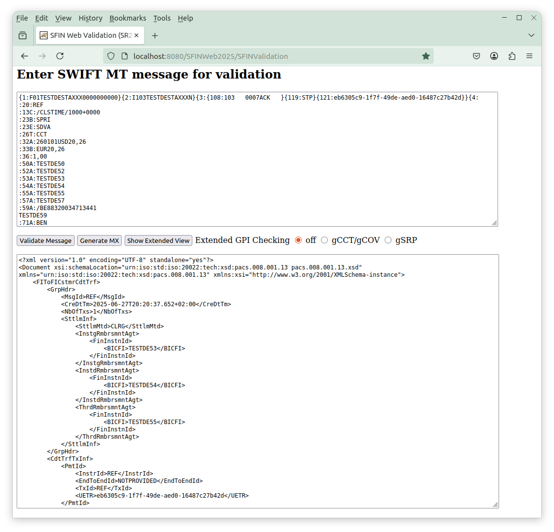Image for SFINWeb2025 Generate MX pacs.008 from MT103STP